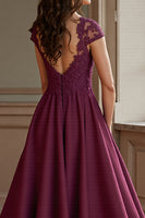 Load image into Gallery viewer, Lilac Satin A Line Maxi Mother of the Bride Dress with Lace