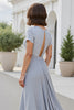 Load image into Gallery viewer, Silver A Line Chiffon V-Neck Maxi Mother of the Bride Dress