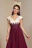 Load image into Gallery viewer, Burgundy Satin A Line Maxi Mother of the Bride Dress with Appliques