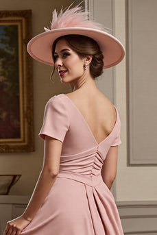 Dusty Rose A Line Satin Maxi Mother of the Bride Dress with Ruffles