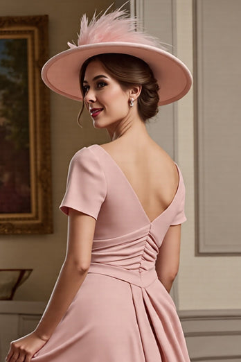 Dusty Rose A Line Satin Maxi Mother of the Bride Dress with Ruffles