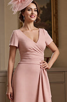 Load image into Gallery viewer, Dusty Rose A Line Satin Maxi Mother of the Bride Dress with Ruffles