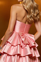 Load image into Gallery viewer, Blush Satin A Line Tiered Short Prom Dress