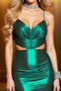 Load image into Gallery viewer, Dark Green Bodycon Satin Spaghetti Straps Short Prom Dress