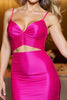 Load image into Gallery viewer, Hot Pink Bodycon Satin Cut Out Short Prom Dress