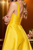 Load image into Gallery viewer, Yellow Satin A Line One Shoulder Short Prom Dress with 3D Flowers