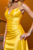 Load image into Gallery viewer, Yellow Bodycon Satin Spaghetti Straps Short Prom Dress