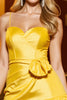 Load image into Gallery viewer, Yellow Satin A Line Short Prom Dress with Bow