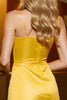 Load image into Gallery viewer, Yellow Satin A Line Short Prom Dress with Bow
