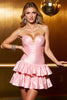 Load image into Gallery viewer, Blush Satin A Line Sweetheart Tiered Short Prom Dress