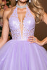 Load image into Gallery viewer, Lilac Tulle A Line Corset Halter Short Prom Dress