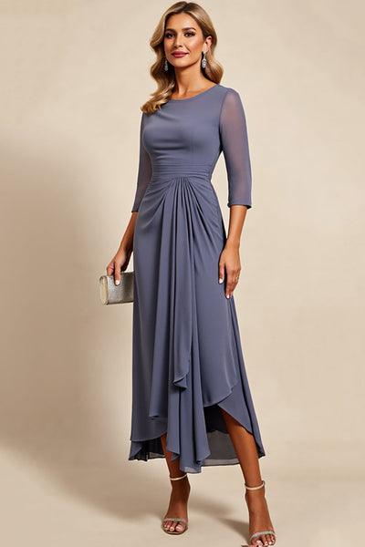 Twilight Chiffon Sheath Mother of the Bride Dress with 3/4 Sleeves