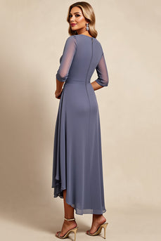 Twilight Chiffon Sheath Mother of the Bride Dress with 3/4 Sleeves