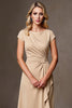 Load image into Gallery viewer, Champagne Satin A Line Mother of the Bride Dress with Ruffles