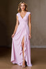 Load image into Gallery viewer, Candy Pink Satin A Line Long Mother of the Bride Dress with Ruffles