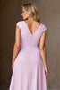 Load image into Gallery viewer, Candy Pink Satin A Line Long Mother of the Bride Dress with Ruffles