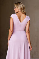 Load image into Gallery viewer, Candy Pink Satin A Line Long Mother of the Bride Dress with Ruffles