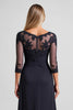 Load image into Gallery viewer, Navy Chiffon A Line Boat Neck Mother of the Bride Dress with Lace