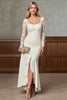 Load image into Gallery viewer, Champagne Satin Square Sheath Mother of the Bride Dress with Slit