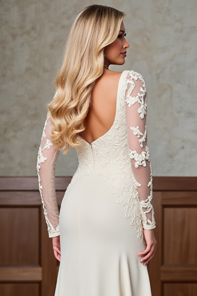 Load image into Gallery viewer, Champagne Satin Square Sheath Mother of the Bride Dress with Slit