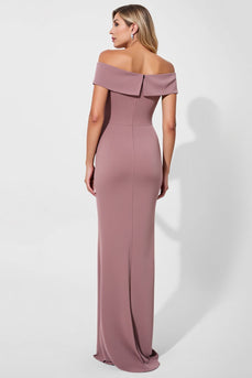 Vintage Mauve Satin Mermaid Mother of the Bride Dress with Ruffles