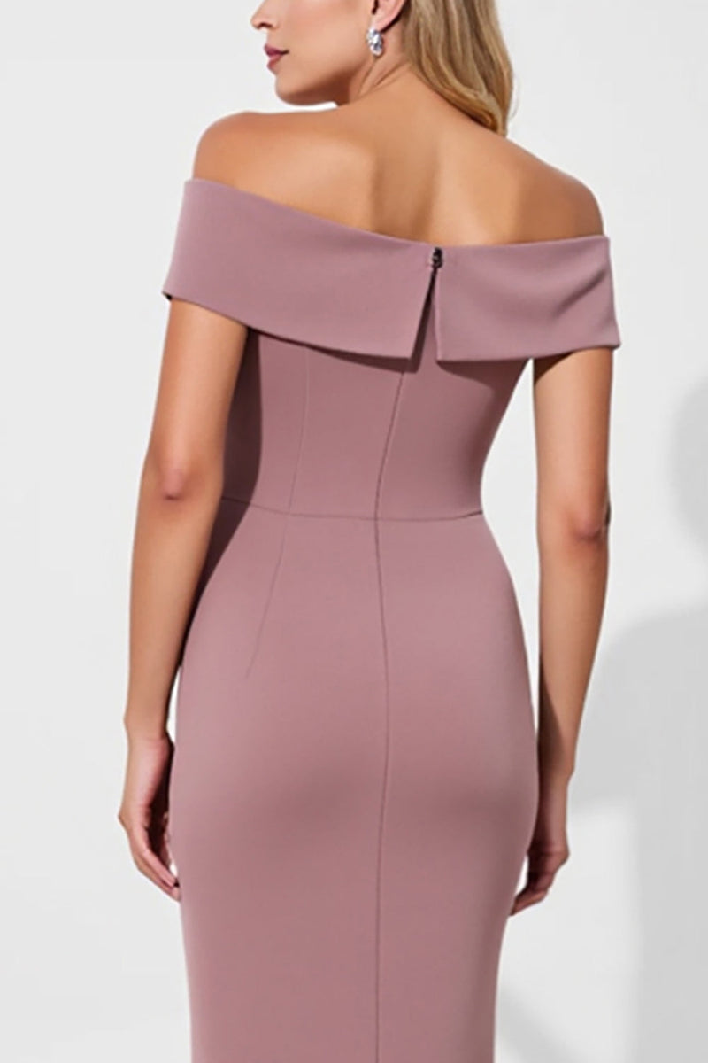 Load image into Gallery viewer, Vintage Mauve Satin Mermaid Mother of the Bride Dress with Ruffles