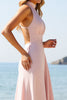 Load image into Gallery viewer, Candy Pink Halter Satin Maxi Bridesmaid Dress