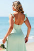 Load image into Gallery viewer, Mint Green Chiffon Plus Size Sheath Maxi Bridesmaid Dress