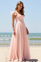 Load image into Gallery viewer, Blush Sweetheart A Line Maxi Bridesmaid Dress with Slit