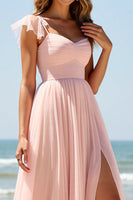 Load image into Gallery viewer, Blush Sweetheart A Line Maxi Bridesmaid Dress with Slit