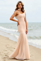 Load image into Gallery viewer, Apricot Mermaid Asymmetrical Maxi Bridesmaid Dress