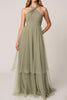 Load image into Gallery viewer, Olive Tulle Tiered Halter Maxi Bridesmaid Dress