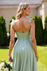 Load image into Gallery viewer, Sage Green Chiffon Spaghetti Straps A Line Maxi Bridesmaid Dress