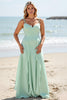 Load image into Gallery viewer, Mint Green Chiffon A Line Maxi Bridesmaid Dress with Ruffles