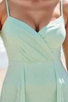 Load image into Gallery viewer, Mint Green Chiffon A Line Maxi Bridesmaid Dress with Ruffles
