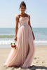 Load image into Gallery viewer, Candy Pink A Line Pleated Maxi Bridesmaid Dress with Slit