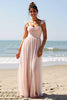 Load image into Gallery viewer, Candy Pink A Line Pleated Maxi Bridesmaid Dress with Slit