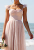 Load image into Gallery viewer, Candy Pink A Line Pleated Maxi Bridesmaid Dress with Slit