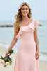 Load image into Gallery viewer, Candy Pink Boho Maxi Bridesmaid Dress with Ruffles