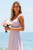 Load image into Gallery viewer, Lilac Chiffon A-Line Spaghetti Straps Boho Maxi Bridesmaid Dress