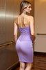 Load image into Gallery viewer, Lilac Satin Bodycon Corset Sweetheart Short Prom Dress