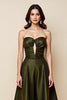 Load image into Gallery viewer, Olive Satin A Line Strapless Keyhole Midi Prom Dress