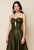 Load image into Gallery viewer, Olive Satin A Line Strapless Keyhole Midi Prom Dress