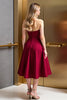 Load image into Gallery viewer, Dark Red A Line Satin Corset Midi Prom Dress with Beading