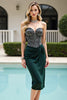 Load image into Gallery viewer, Sparkly Pine Bodycon Corset Midi Satin Prom Dress