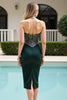 Load image into Gallery viewer, Sparkly Pine Bodycon Corset Midi Satin Prom Dress