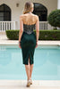 Load image into Gallery viewer, Sparkly Pine Bodycon Corset Midi Satin Prom Dress