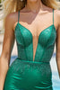 Load image into Gallery viewer, Dark Green Satin Bodycon Beaded Short Corset Prom Dress