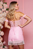 Load image into Gallery viewer, Candy Pink Corset Short Prom Dress with Fringes