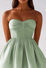 Load image into Gallery viewer, Sage Green Satin Sweetheat Ruched A-Line Short Graduation Dress